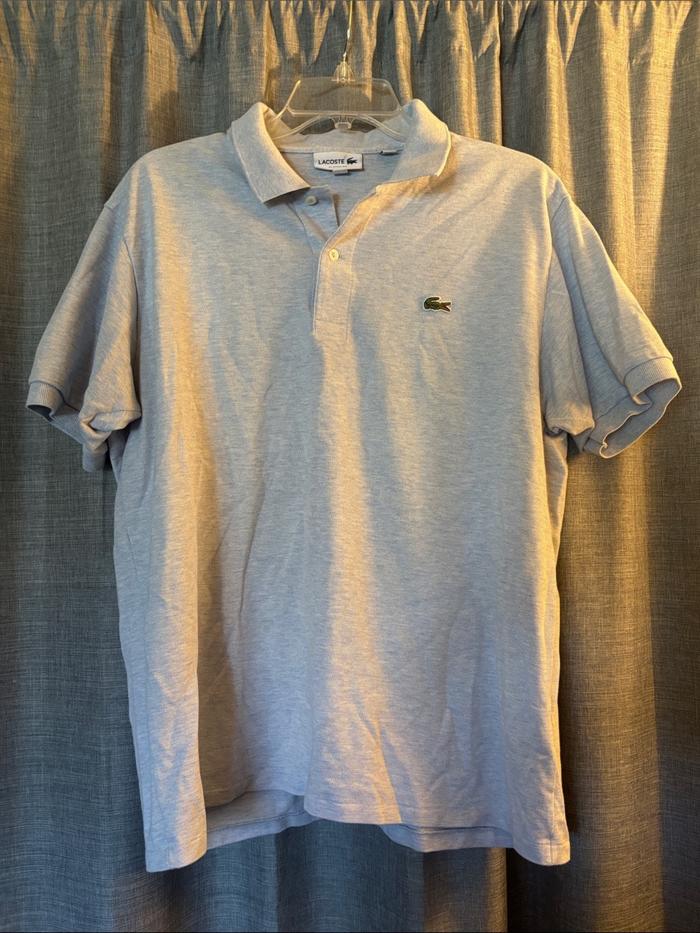 Lacoste Men's Pale Blue Pique Polo with Crocodile Logo